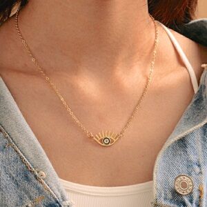 Gold Evil Eye Pendant Necklace